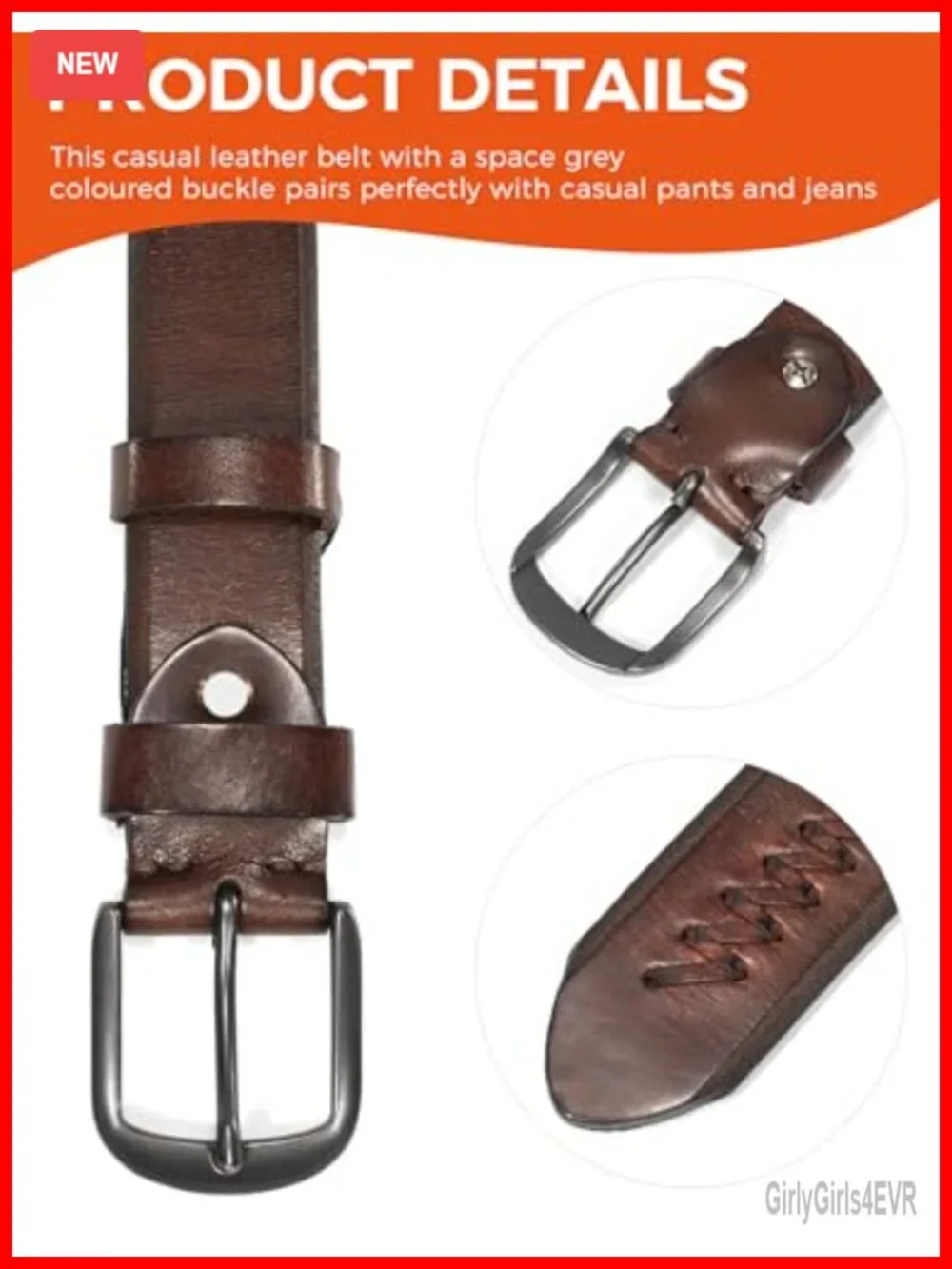 Women's Casual Leather Belt with Metal Buckle 1.3